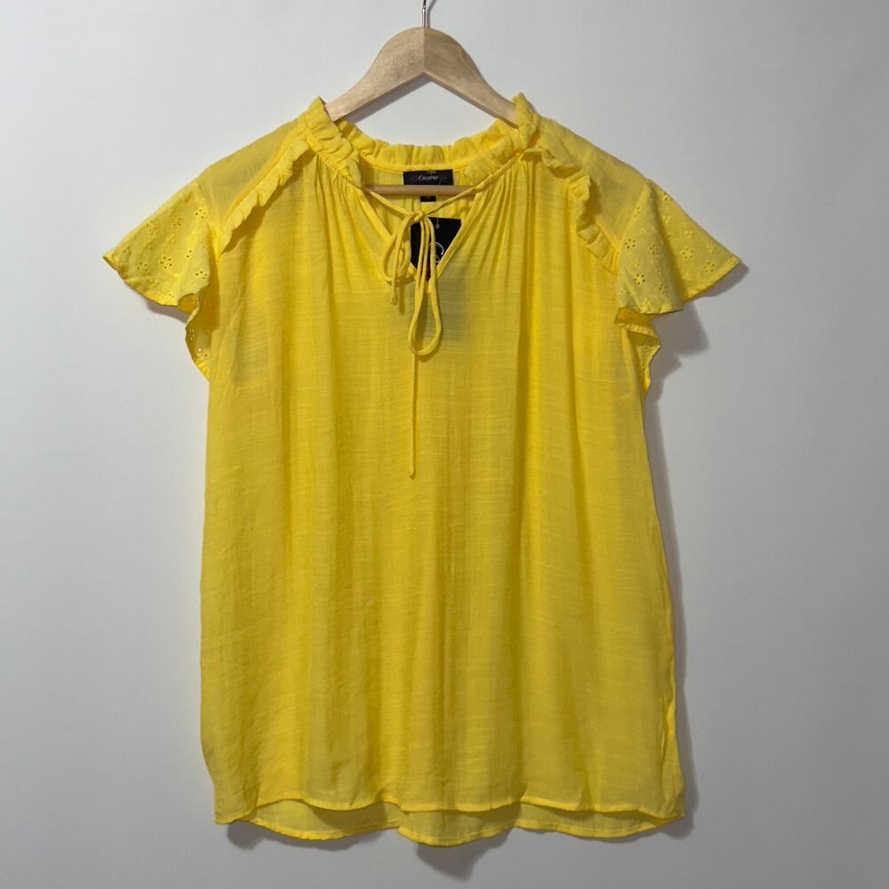Cocomo Yellow Ruffle Sleeve Blouse women’s Size Medium NWT
